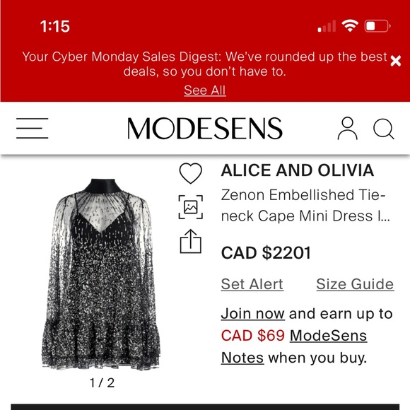 Alice & Olivia Zenon Dress. Size 4. Worn once, perfect condition. Black - Picture 4 of 4